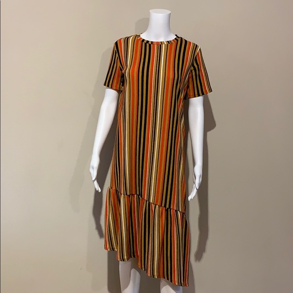 zara striped midi dress